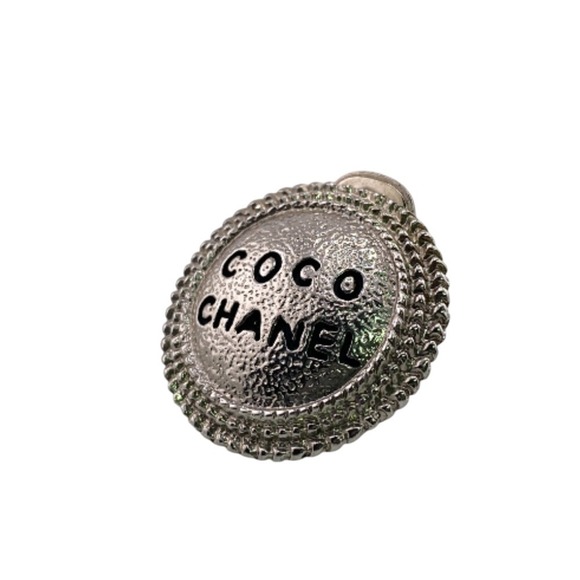 CHANEL Single Round Earring Silver Women's